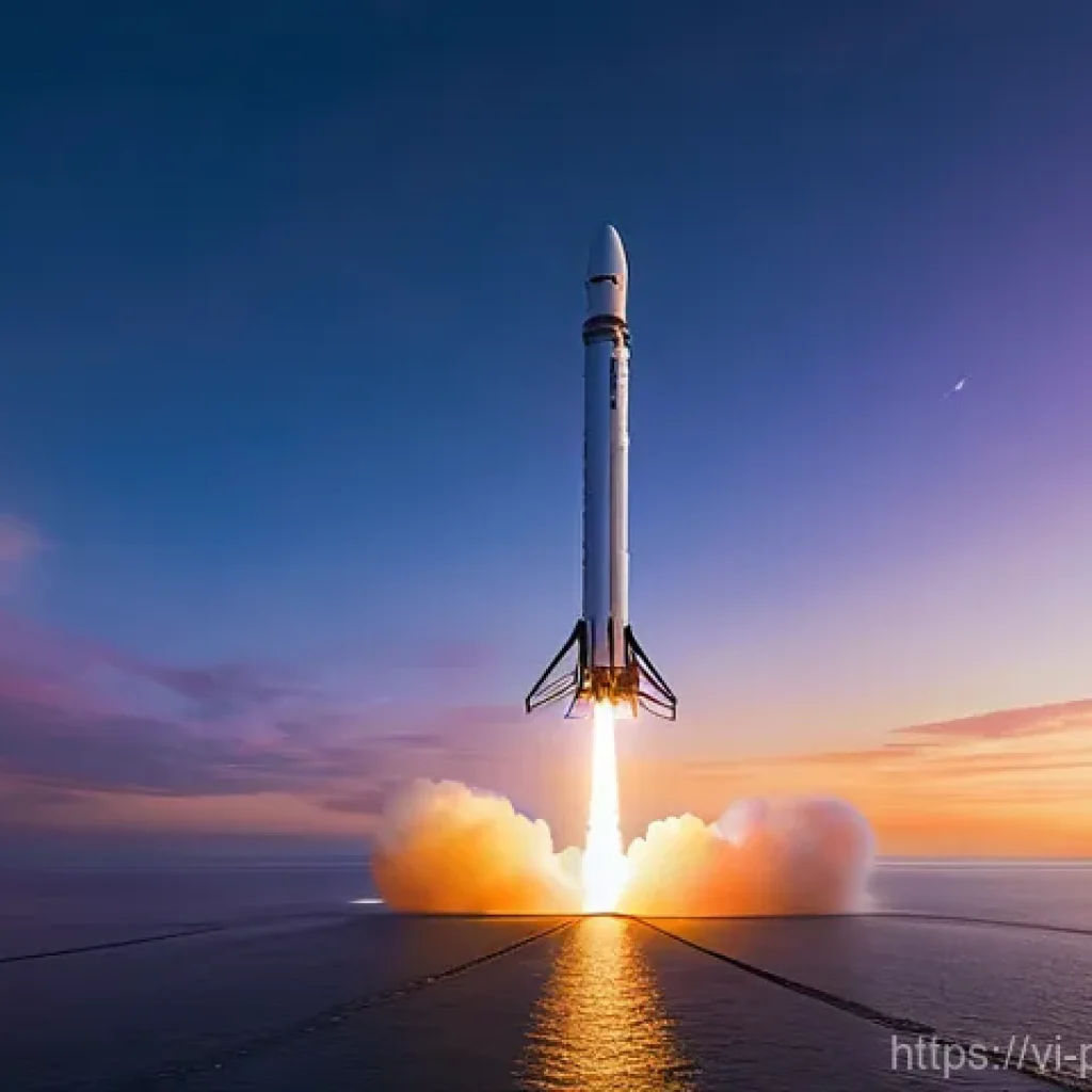 엘론 머스크 스페이스X 혁신 - **A Falcon 9 rocket's first stage making a perfectly vertical, controlled landing on an autonomous d...