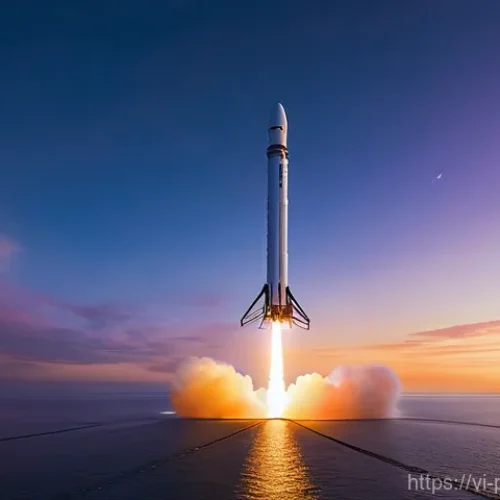 엘론 머스크 스페이스X 혁신 - **A Falcon 9 rocket's first stage making a perfectly vertical, controlled landing on an autonomous d...