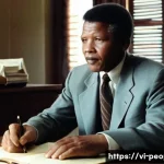 넬슨 만델라 인권 운동 - **Prompt:** A vibrant, slightly sepia-toned image capturing a young Nelson Mandela, in his late 30s,...