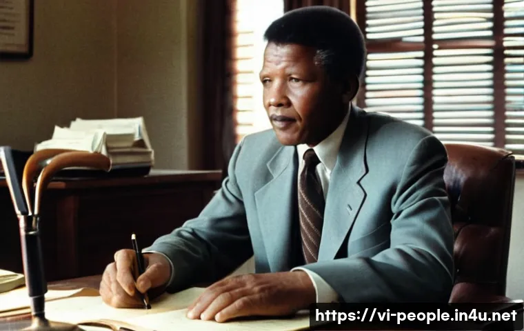 넬슨 만델라 인권 운동 - **Prompt:** A vibrant, slightly sepia-toned image capturing a young Nelson Mandela, in his late 30s,...