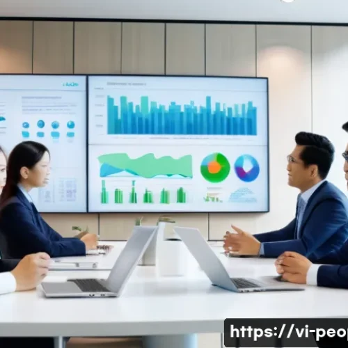 세르지오 마르키오니 자동차 산업 혁신 - A modern corporate office scene showing a diverse group of Vietnamese automotive executives in a sle...