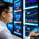 세르지오 마르키오니 글로벌 경영 전략 - A dynamic Vietnamese business leader in a modern office environment, analyzing diverse market data o...