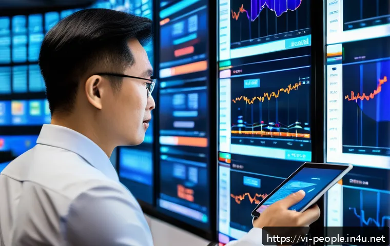 세르지오 마르키오니 글로벌 경영 전략 - A dynamic Vietnamese business leader in a modern office environment, analyzing diverse market data o...
